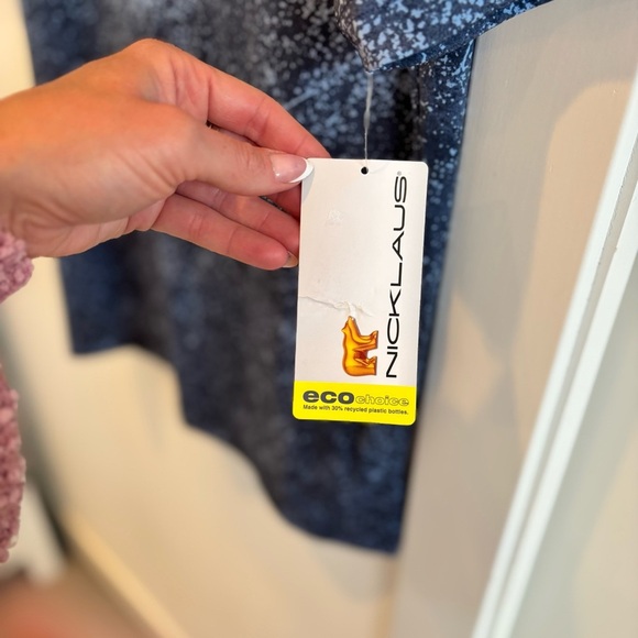 Jack Nicklaus NWT Palm Leaf Navy Blue Men's Golf Polo Size Small SPF 50 - Picture 4 of 10